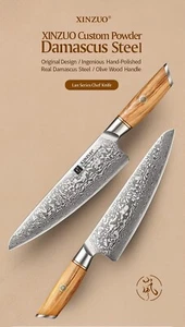 XINZUO 8.5" Hand Forged Folded 73 Layer Knife Japanese Damascus Steel Chef NEW - Bild 1 von 18