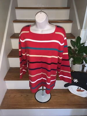 Suéter Pullover Mujer SAG HARBOR 100% Algodón Rayas COLORES VIBRANTES XL 💗146 Foto 1 de 4