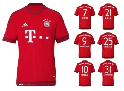 Trikot Adidas FC Bayern 2015-2016 Home I Heim FCB + Spielernummer - Bild 1 von 4