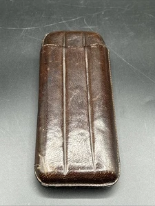 Vintage braun Leder 3 Finger Zigarrenetui Etui Made in Spain - Bild 1 von 4