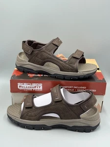 Skechers Men's GARO Chocolate Relaxed Fit Sandals Shoes Sz 11 #204105 - Picture 1 of 9