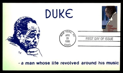 Mayfairstamps US FDC 1986 New York Duke Ellington appreciation First Day Cover a - Image 1 of 2