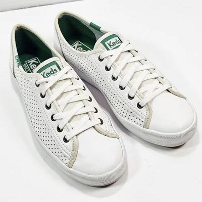 Keds Kickstart Perforated Womens Sneakers 6.0 M White Leather Ortholite Comfort - Image 1 of 4