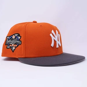 USED 3/4 Orange New York Yankees 2000 World Series 59fifty New Era Fitted Hat Ca - Picture 1 of 5