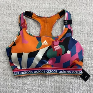 Farm Rio x Adidas Medium Support Sport Bra Plus size 2X Retro Colorful AOP NWT - Foto 1 di 12