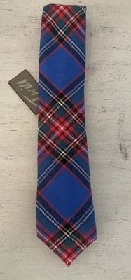 Altea MILANO Made in Italy Plaid Print Thick Wool Tie in Blue (Multi) NWT $140 - Image 1 of 4