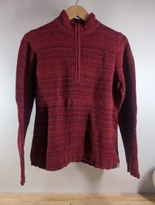 Woolrich 1/4 Zip Pullover Damen L rot gesprenkelt Wollmischung Outdoor Wandern Camp - Bild 1 von 11