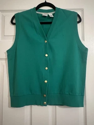 Vintage Izod Golf Women’s Green Button Up Vest Size Medium 100% Cotton EUC - Image 1 of 4
