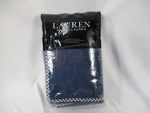 Ralph Laure Euro Sham Blue Woven Braiding White 28x28 Cotton Embroidered Edge - Picture 1 of 10