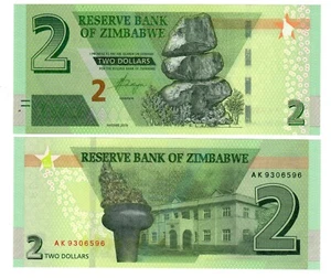 Zimbabwe Billet 2 DOLLARS 2019 P101 FLAMME NEUF UNC - Imagen 1 de 1