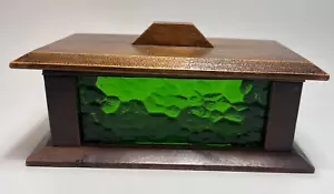 20er Jahre Art Deco Holz Schmuck Nähen Zigarettenschachtel strukturierte Glasseiten mit Deckel - Bild 1 von 9