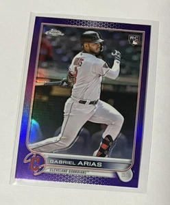 2022 Topps Chrome Update Gabriel Arias Purple Refractor RC USC131 Guardians - Picture 1 of 2
