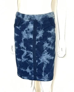 BCBGMaxazria Blue Vtg Acid Wash Cotton Knit High Rise Pencil Skirt Size S EUC - Picture 1 of 16