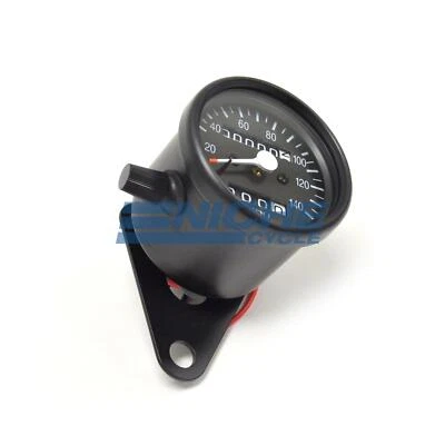 Mini Speedo Black Motorcycle Mechanical 140MPH Speedometer Gauge 2:1 - Image 1 of 3