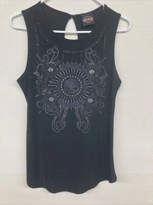 Damen S-M Harley Davidson Tank Top Bling schwarz und klar Strass - Bild 1 von 15