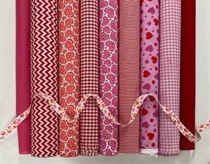 Valentines Heart Polycotton Fabric Red Pink Dressmaking Craft Material - Picture 1 of 50