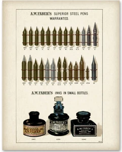 Faber Federn und Tusche - 11x14 ungerahmter Kunstdruck - tolles Geschenk für Kalligraphen - Bild 1 von 9