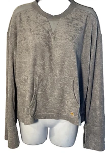 C&C California Terry Mesh Bell Sleeve Gray Casual kangaroo pocket size large - Picture 1 of 9