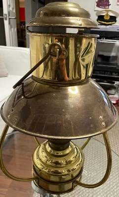 brass danish vintage nautical oil lamp - Image 1 of 4