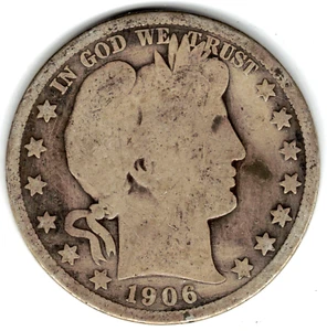 1906 Barber Half Dollar grades GOOD ~ PLEASE SEE THE SCAN stk 06-63 - Picture 1 of 5