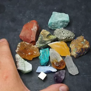 14 kinds of crystal minerals Azurite Ametist Kyanite Jasper Fluorite Labradorite - Picture 1 of 4