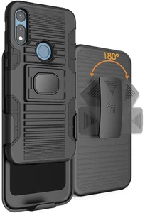 Noir Robuste Prise Étui Avec Support Bague + Clip Ceinture pour Motorola E 2020, - Photo 1 sur 11