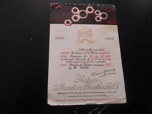 CHATEAU MOUTON ROTHSCHILD 1967 ETIKETT VINTAGE - Bild 1 von 3