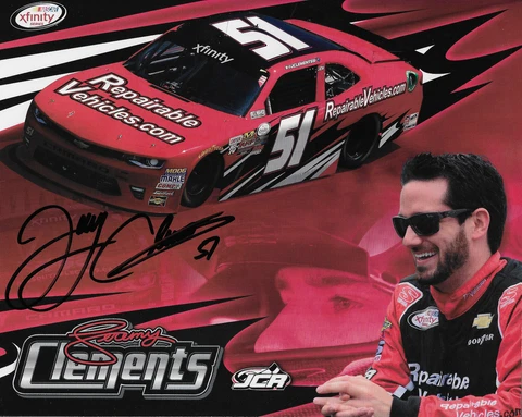 SIGNED 2017 JEREMY CLEMENTS "REPAIRABLE VEHICLES" #51 NASCAR XFINITY POSTCARD Cover