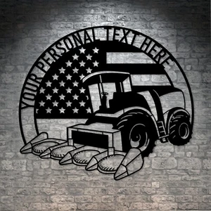 Insegna in metallo personalizzata US Corn Chopper Machine. Decorazione mietitrebbia foraggio personalizzata - Foto 1 di 7