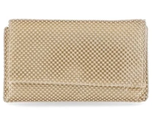 Inc International Concepts Prudence Shiny Mesh Crossbody Clutch Gold - Picture 1 of 4