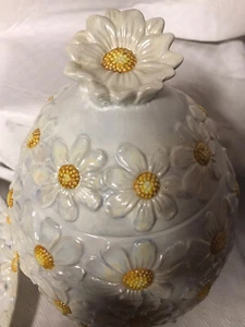 VINTAGE GIBSON DAISY COOKIE JAR AND SERVING PLATTER LUSTRE WEAR - Picture 1 of 12