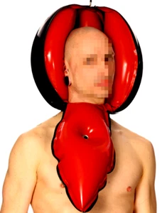 100% Latex Rubber Cosplay Masquerade Hood Inflatable Headgear 0.4mm S-XXL - Picture 1 of 5