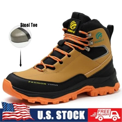 Botas de trabajo indestructibles para hombre con punta de acero zapatos de seguridad impermeables botas antideslizantes Foto 1 de 4