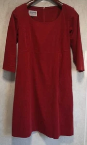 McVerdi Danish Design RED Dress soft Babycord Size M 38 Bust grey rayon lining - Picture 1 of 14
