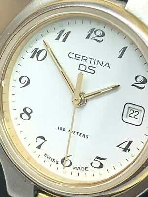 Reloj Mujer Certina 7060 DS Esfera Blanca Vintage Cuarzo Suizo 26mm Cuero Marrón  Foto 1 de 4