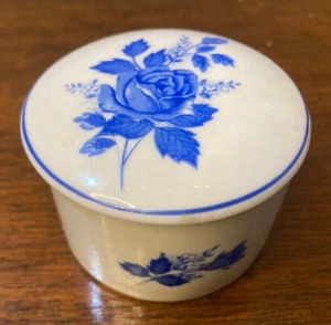 Vintage Kolonial Leart Made in Brazil China Porzellan blaue Rose Schmuckschatulle - Bild 1 von 7