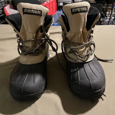 Botas de neve Northside masculinas forradas Thinsulate impermeáveis creme/preto tamanho 10 - Imagem 1 de 4