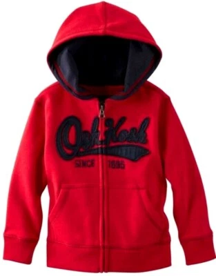 Sudadera con Capucha OshKosh B'Gosh Niño Pequeño Cremallera Completa Nueva con Etiquetas Talla 4 Roja o Azul Marino Foto 1 de 4