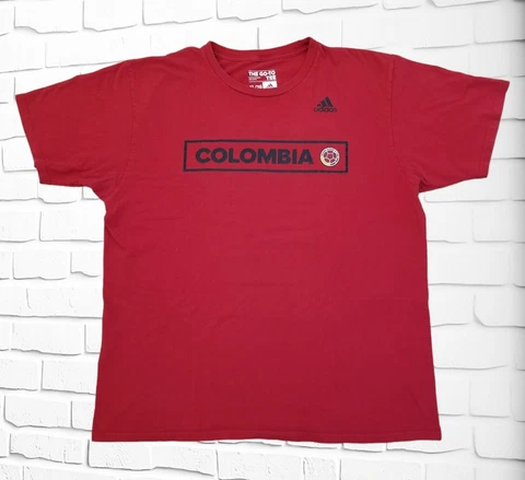 Adidas Colombia Soccer Shirt Mens XL Red Training Casual 100% Cotton Cover