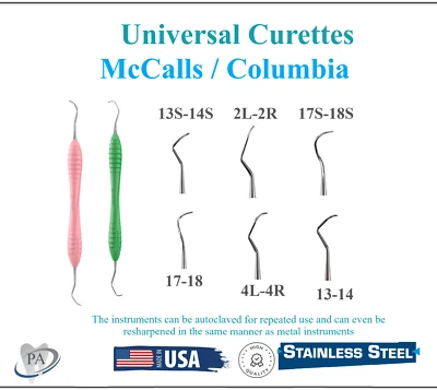 Dental Universal Curettes Columbia 4L-4R McCall 13-14 Silicone Lightweiht Scaler - Image 1 of 4