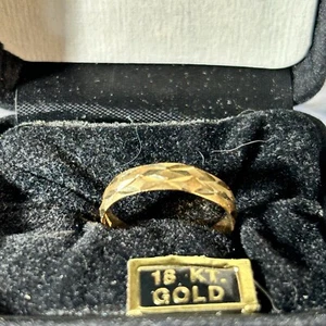 18K MILOR Yellow Italy Gold Diamond-Cut Wedding Band 5mm Wide Ring Sz 10 NIB - Picture 1 of 12