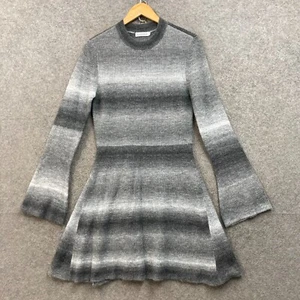 Atmos & Here Knit Dress Womens 12 Grey Striped Wool Blend Long Sleeve 49429 - Picture 1 of 11