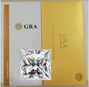 Loose Moissanite Princess Cut Real Gem Stone W. GRA Certificate All Sizes VVS1 D - Picture 1 of 4