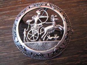 prächtiger Art Deco Anhänger Brosche ägyptischer Streitwagen Pharao 835er Silber - Picture 1 of 4