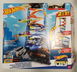 Hot Wheels City Transforming Race Tower 2 In 1 Raceway Track Set + Car 9654-F1A - Picture 1 of 6