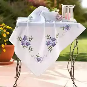Deco-Line Blue Daisy 80 x 80cm Printed Tablecloth Embroidery Kit - Picture 1 of 1