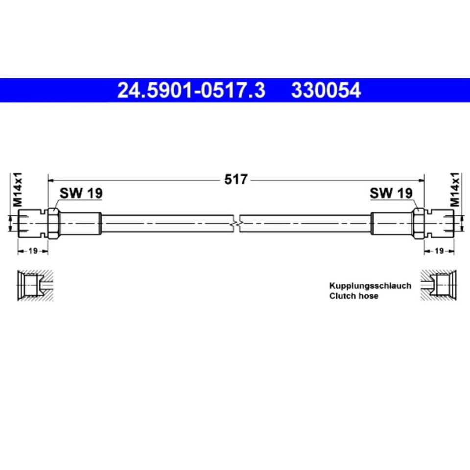 Kupplungsschlauch ATE 24.5901-0517.3 für Mercedes-Benz MB-Trac - Bild 1 von 1
