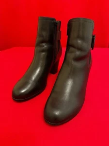 US 9 ❤️ Anne Klein stilvoller Damen-Stiefeletten Blockabsatz 2,8 Zoll schwarz Leder - Bild 1 von 5