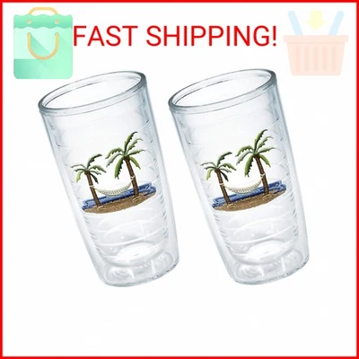 Tervis Palm Tree & Hammock Scene Made in USA Double Walled Insulated Tumbler Cup - Image 1 of 2