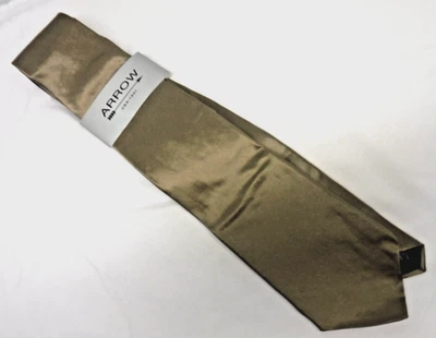 NUEVA Corbata para Hombre Arrow 100% SEDA Sólida Taupe 56" Larga Nueva con Etiquetas Hecha en EE. UU. Foto 1 de 4